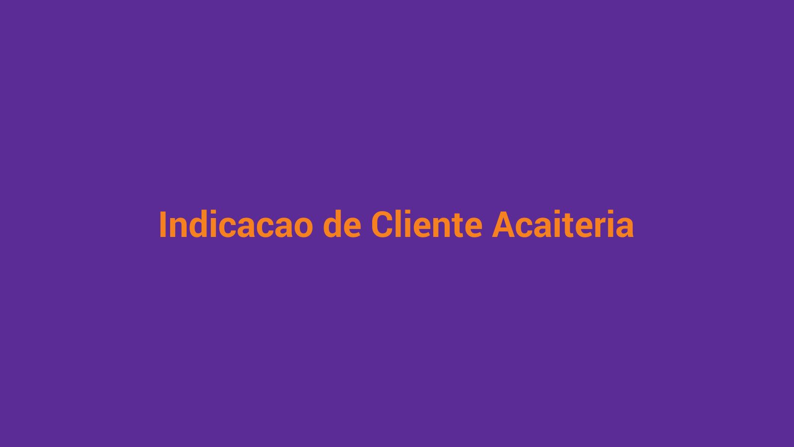 Arte Cliffon com fundo roxo e laranja representando indicação de cliente e boca a boca para açaiteria de bairro